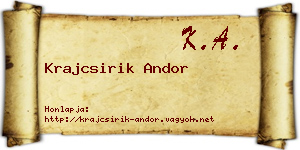 Krajcsirik Andor névjegykártya